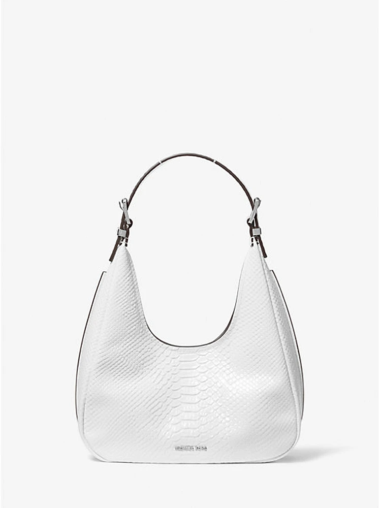 Nolita Snake Embossed Leather Hobo Shoulder Bag