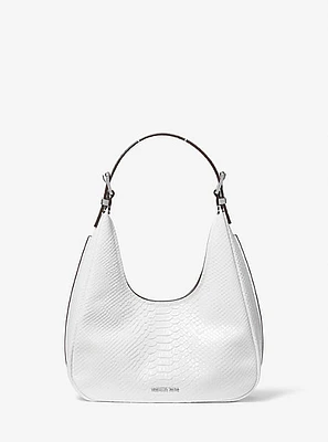 Nolita Small Snake Embossed Leather Hobo Shoulder Bag