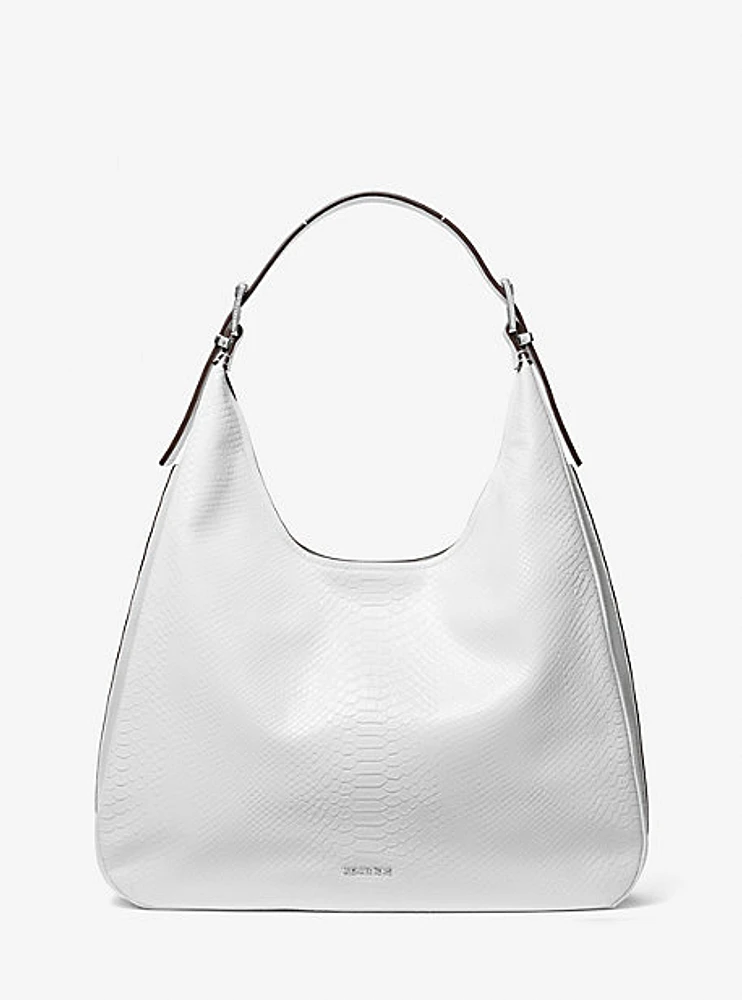 Nolita Large Snake Embossed Leather Hobo Shoulder Bag