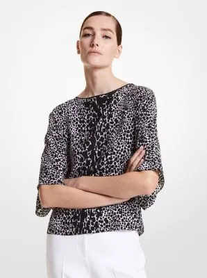 Nikki Ocelot Silk Crepe De Chine Blouse