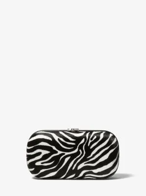 Gansevoort Zebra Print Calf Hair Minaudière