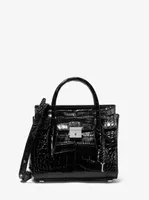 Campbell Mini Crocodile Embossed Leather Satchel