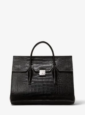 Campbell Crocodile Embossed Leather Weekender Bag