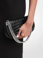 Christie Crocodile Embossed Leather Envelope Bag