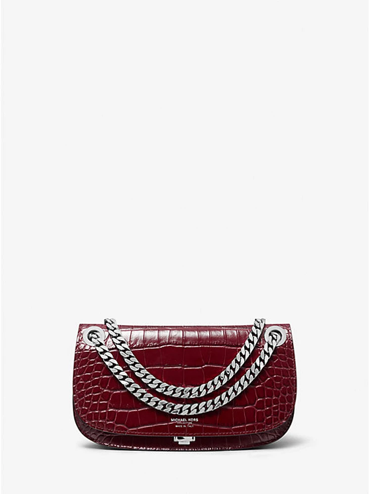 Christie Mini Crocodile Embossed Leather Envelope Bag