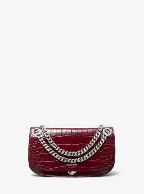 Christie Mini Crocodile Embossed Leather Envelope Bag