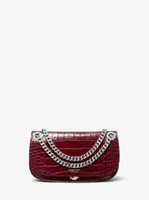 Christie Mini Crocodile Embossed Leather Envelope Bag