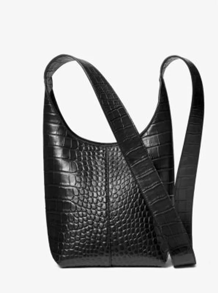 Dede Mini Crocodile Embossed Leather Hobo Bag