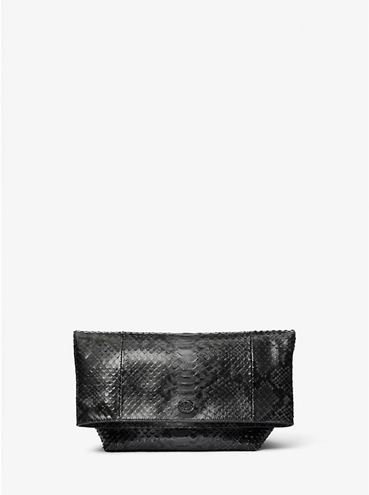 Candice Small Python Embossed Leather Folded Clutch