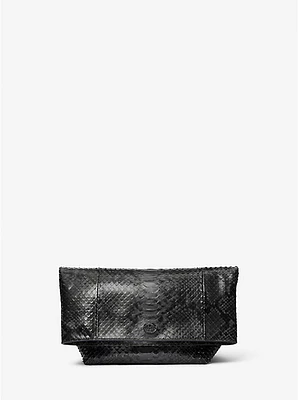 Candice Small Python Embossed Leather Folded Clutch