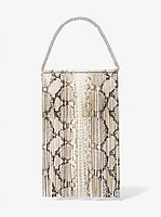 Ali Fringed Python Embossed Leather Clutch