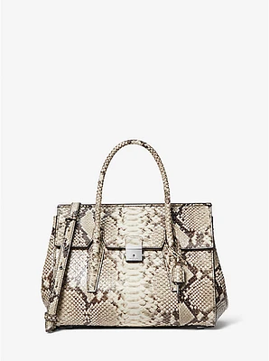 Campbell Medium Python Embossed Leather Satchel