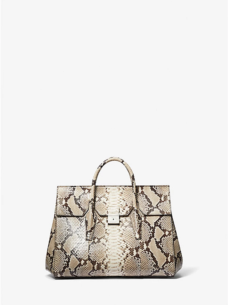 Campbell Large Python Embossed Leather Weekender Bag