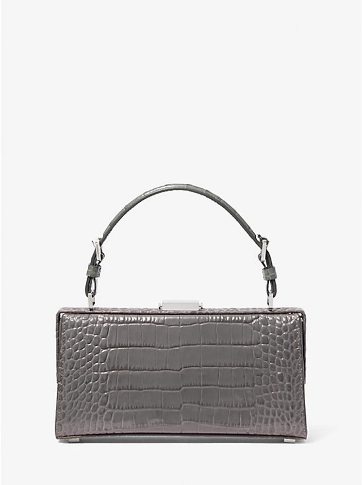 Gwyneth Crocodile Embossed Leather Shoulder Bag