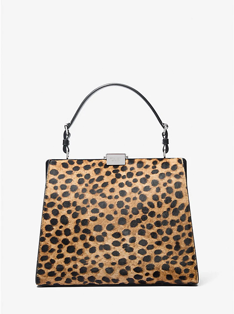 Simone Cheetah Print Calf Hair Satchel