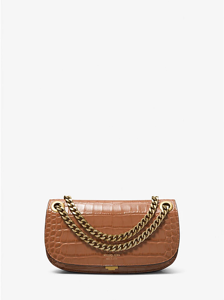 Christie Crocodile Embossed Leather Envelope Bag