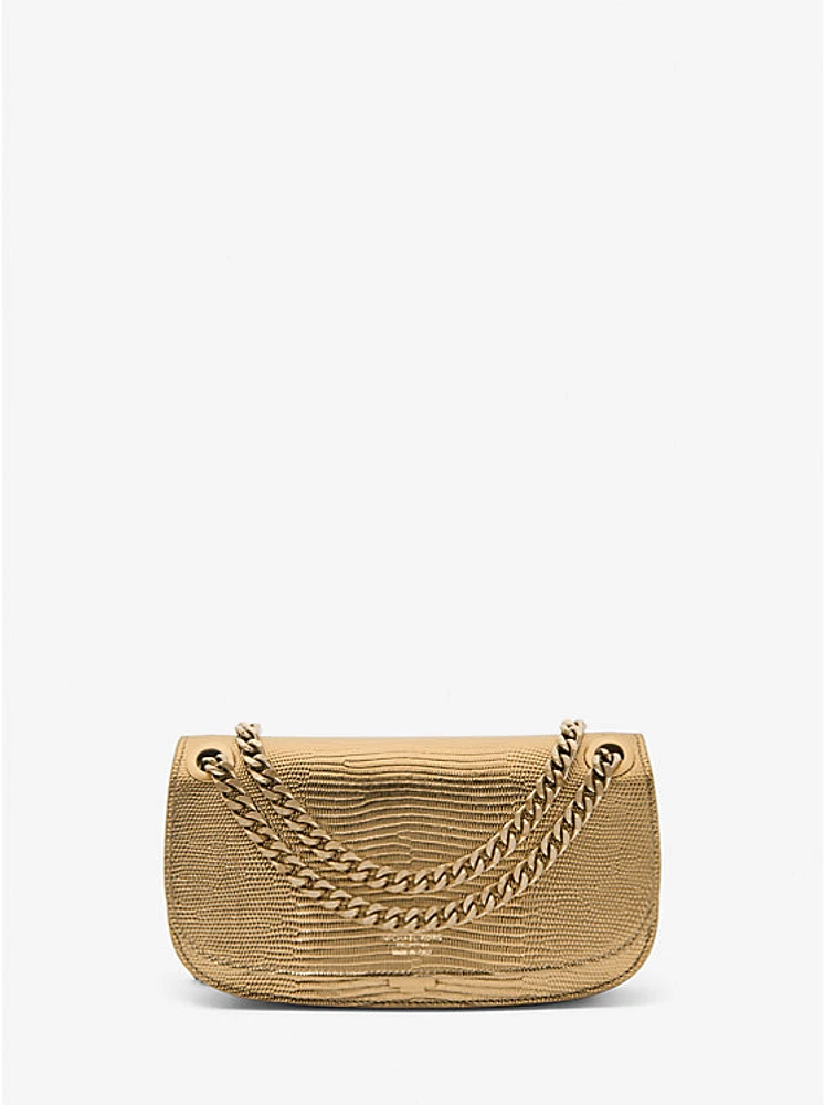 Christie Metallic Lizard Embossed Leather Envelope Bag