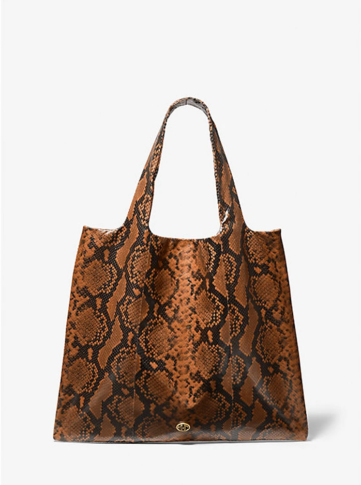 Monogramme Python Embossed Leather Tote Bag