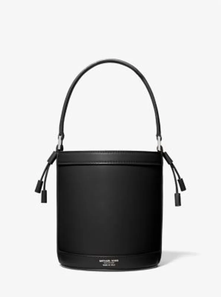 Reed Medium Studded Pebbled Leather Bucket Bag