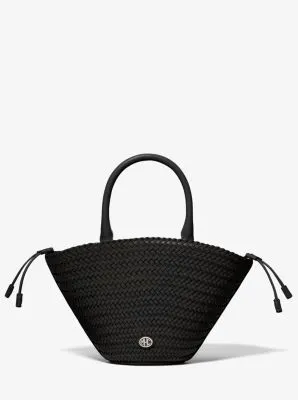 Audrey Medium Crocodile Embossed Leather Bucket Bag