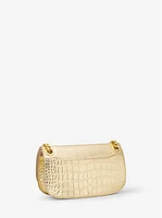 Christie Mini Metallic Crocodile Embossed Leather Envelope Bag