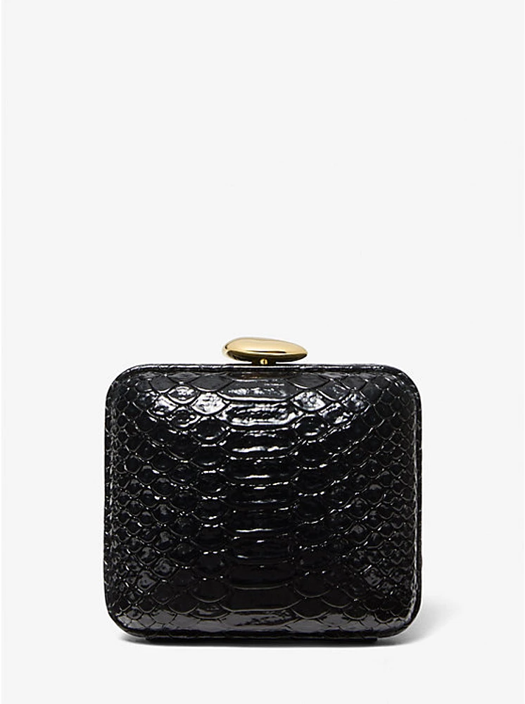 Tina Mini Python Embossed Leather Minaudière