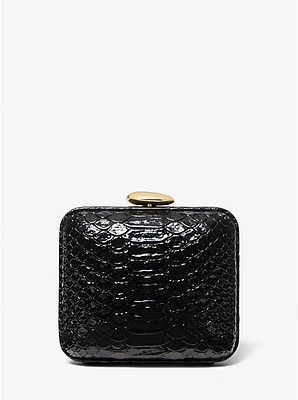 Tina Mini Python Embossed Leather Minaudière