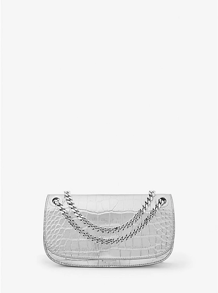 Christie Mini Crocodile Embossed Leather Envelope Bag