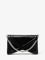 Manhatta Crocodile Embossed Patent Leather Shoulder Bag