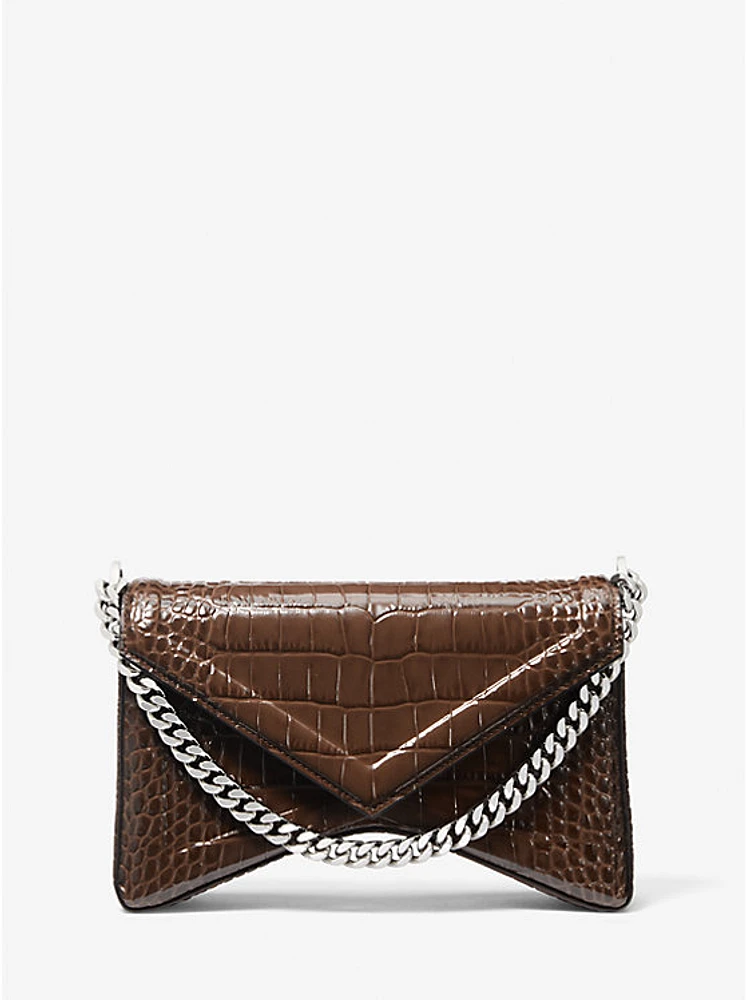 Manhatta Medium Crocodile Embossed Patent Leather Bag