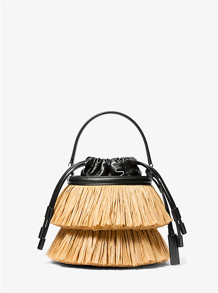 Ischia Mini Leather and Fringe Bucket Bag