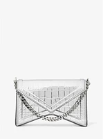 Manhatta Metallic Crocodile Embossed Leather Shoulder Bag