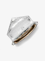Manhatta Medium Metallic Crocodile Embossed Leather Bag