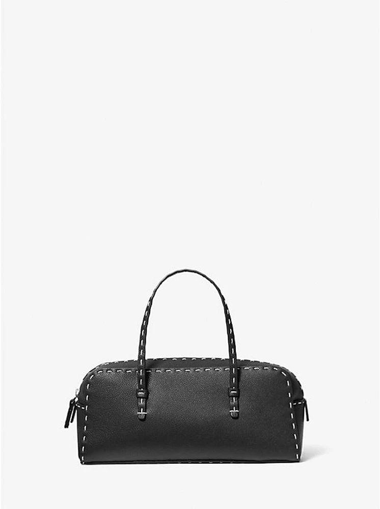 Roberta Hand-Stitched Pebbled Leather Satchel