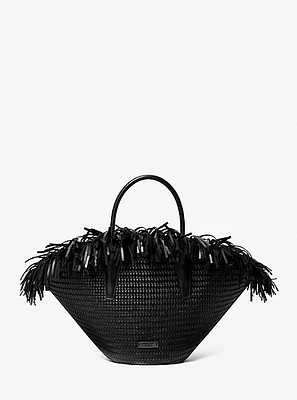 Sardinia Large Hand-Woven Leather Basket Tote Bag