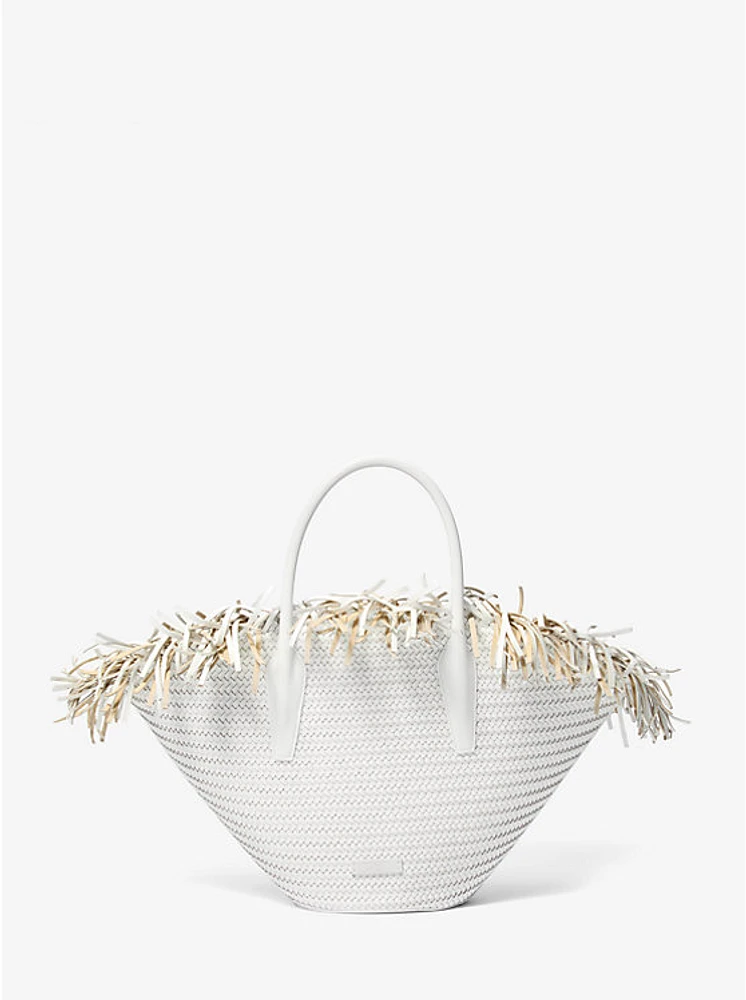 Sardinia Large Hand-Woven Leather Basket Tote Bag