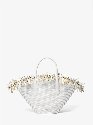 Sardinia Large Hand-Woven Leather Basket Tote Bag