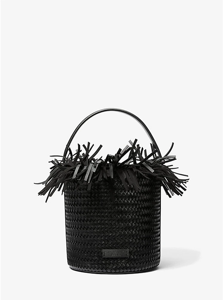 Salerno Fringed Woven Calf Leather Bucket Bag