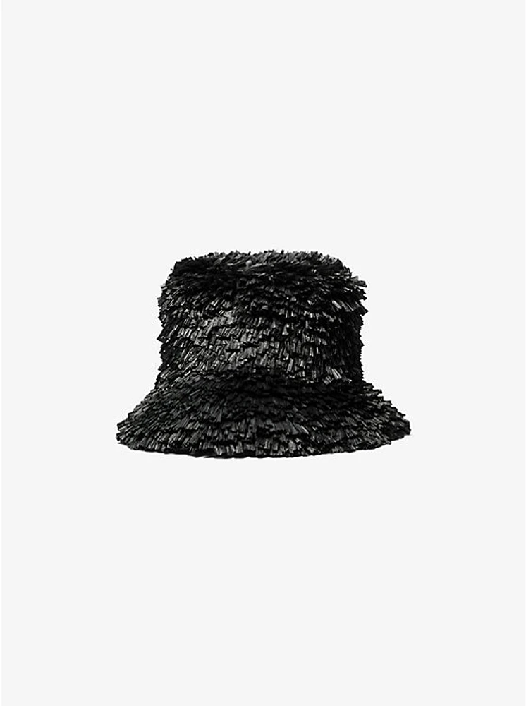 Oversized Hand-Stitched Fringe Bucket Hat