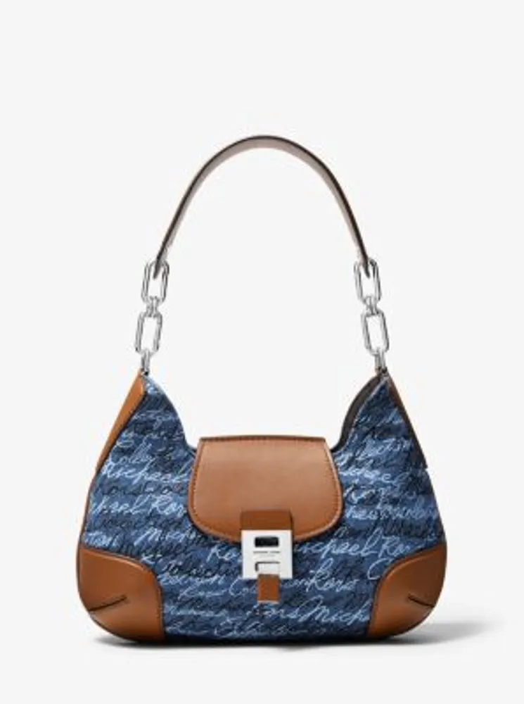 Bancroft Medium Signature Print Denim Shoulder Bag