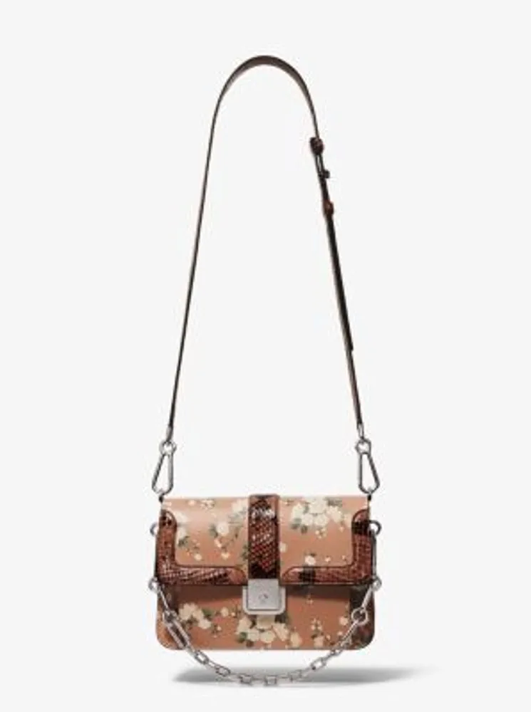 Crawford Floral Calf Leather and Python Crossbody Bag