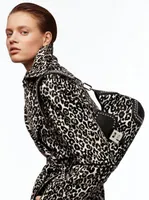Bancroft Medium Leopard Calf Hair and Studded Leather Shoulder Bag