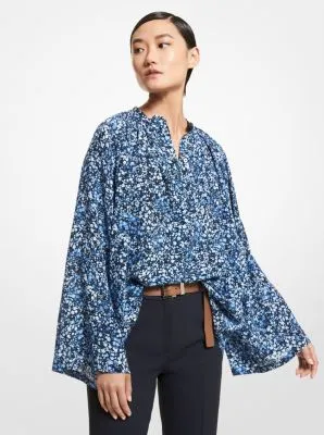 Floral Organic Silk Crepe De Chine Tunic