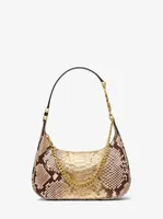 Piper Small Two-Tone Snake Embossed Leather Shoulder Bag