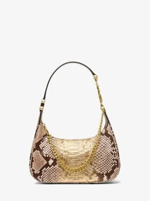 Piper Small Two-Tone Snake Embossed Leather Shoulder Bag