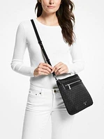 Jet Set Large Logo Print Woven Crossbody Bag