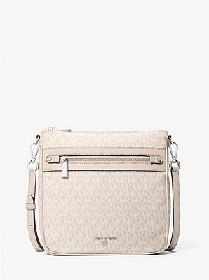 Jet Set Large Logo Print Woven Crossbody Bag