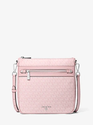 Jet Set Large Logo Print Woven Crossbody Bag