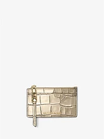 Empire Small Metallic Crocodile Embossed Leather Card Case