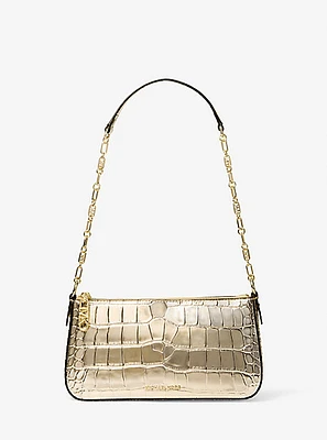 Empire Medium Metallic Crocodile Embossed Leather Chain-Link Pochette